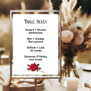 Carte de nom de la table Mariage Red Rose
