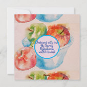 Carte de nom de l'aquarelle rouge et verte pour po (Dos)