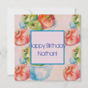 Carte de nom de l'aquarelle rouge et verte pour po