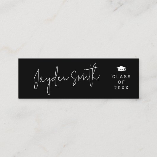 Carte de nom de l'étudiant de script moderne simpl (Devant)