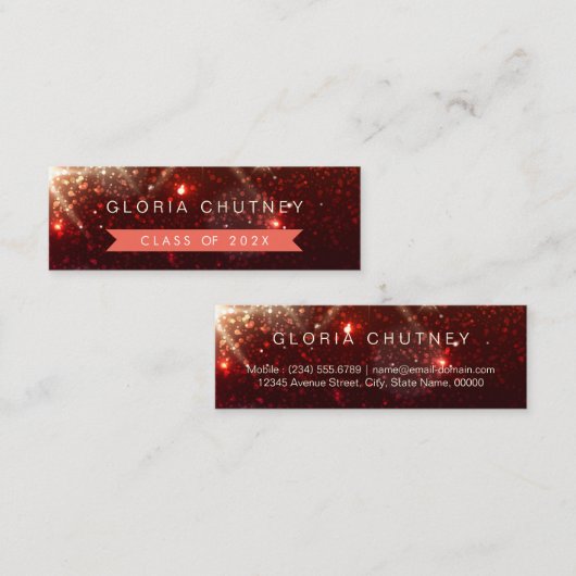 Carte de nom de l'étudiant Sparkles élégant (Devant / Derrière)
