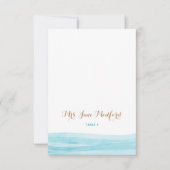 Carte de nom de lieu de mariage à la plage avec va (Devant)