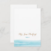 Carte de nom de lieu de mariage à la plage avec va (Devant / Derrière)