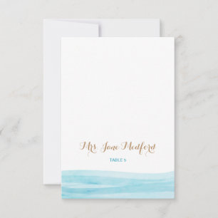 Carte de nom de lieu de mariage à la plage avec va