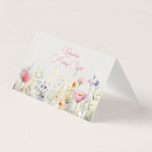 Carte de nom de mariage aux fleurs sauvages (Front)