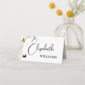 Carte de nom de mariage Menu Crabe Fleur sauvage B (Devant)