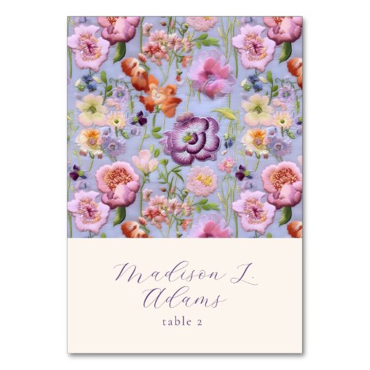 Carte de nom de mariage pliable à broderie de fleu (Par défaut)