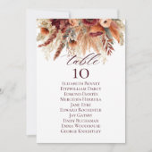 Carte de nom de numéro de table de florales en ter (Devant)