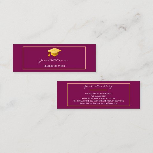 Carte de nom de remise de diplômes moderne encart (Devant / Derrière)