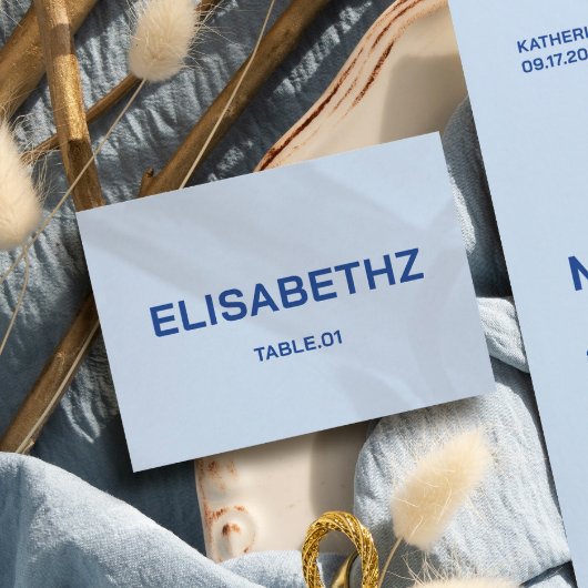 Carte de nom de table de mariage bleu côtier DIY