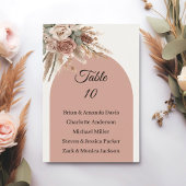 Carte de nom de table de mariage en herbe de pampa