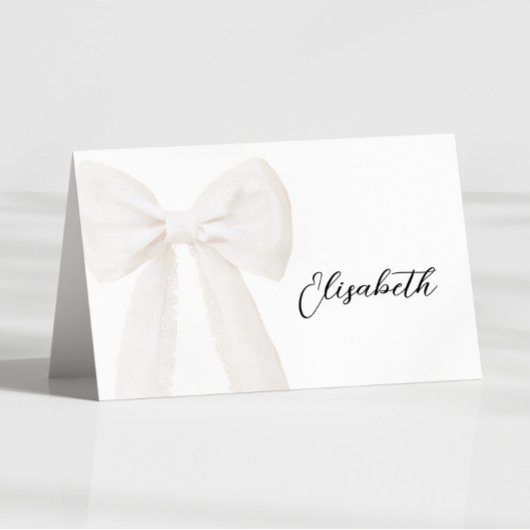 Carte de nom de table de mariage Ivory Bow