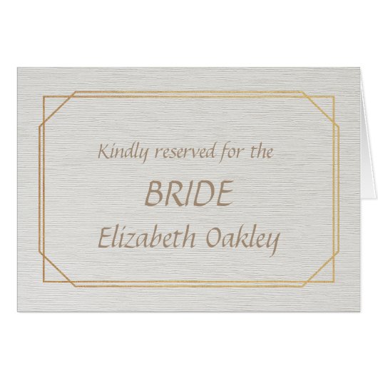 Carte de nom de table Mariée or et blanc (Devant Horizontal)