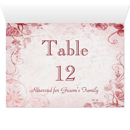 Carte de nom de table rose élégante (Intérieur Horizontal (Bas))