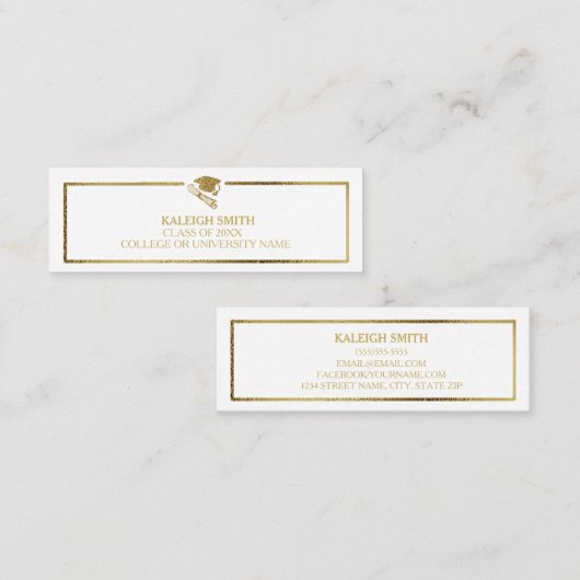 Carte de nom d'insertion de diplôme d'or blanc per (Devant / Derrière)