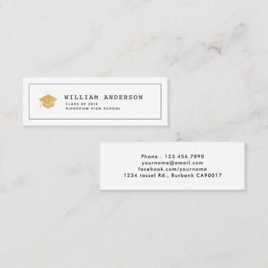 Carte de nom d'insertion de graduation blanc class (Devant / Derrière)