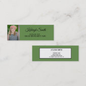 Carte de nom d'insertion de graduation verte photo (Devant / Derrière)