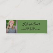 Carte de nom d'insertion de graduation verte photo (Devant)