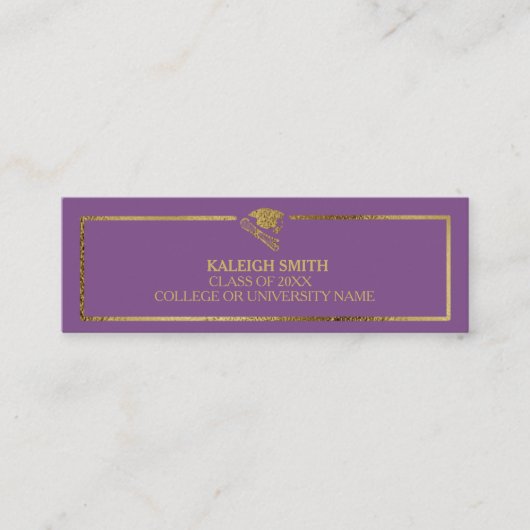 Carte de nom d'insertion d'inscription d'or sur vi (Devant)