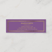 Carte de nom d'insertion d'inscription d'or sur vi (Dos)