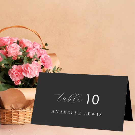 Carte de nom d'invité à motif monogramme Black Chi