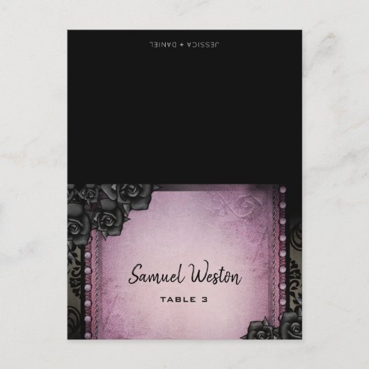 Carte de nom d'invité imprimée Violet gothique (Devant)