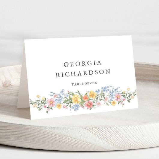 Carte de nom d'invité ornée de pastel doux de prin