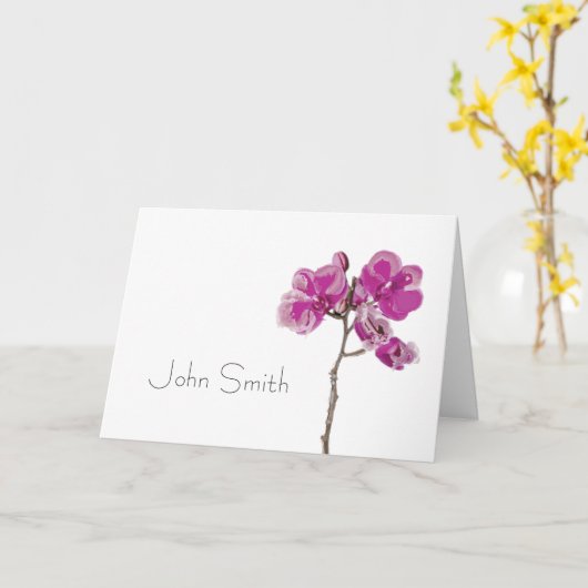 Carte de nom d'orchidée rose (Fleur jaune)