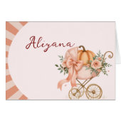 Carte de nom du Baby shower de table citrouille Bo (Devant horizontal)