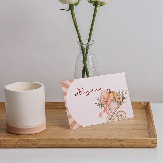 Carte de nom du Baby shower de table citrouille Bo