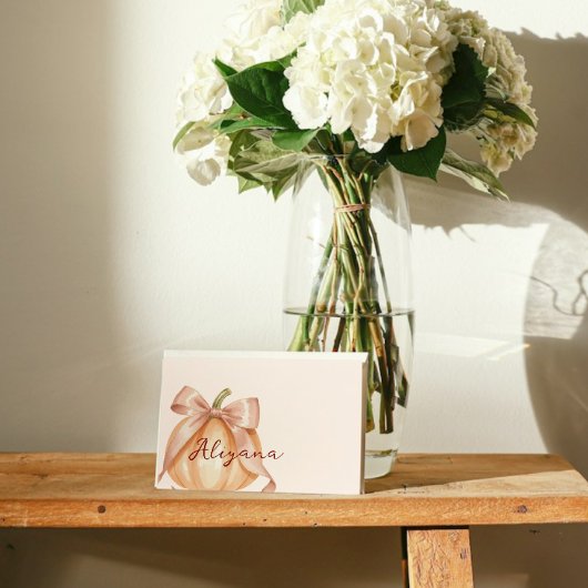 Carte de nom du Baby shower de table citrouille Bo