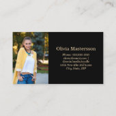 Carte de nom du diplômé de la photo Black Gold 2 (Dos)