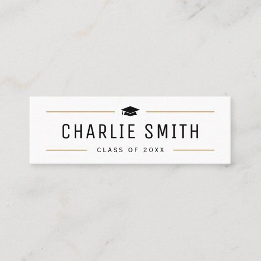 Carte de nom du diplômé en typographie simple mode (Devant)