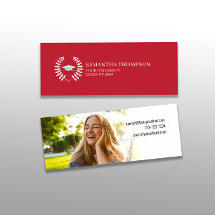 Carte de nom du diplômé noir et blanc photo rouge