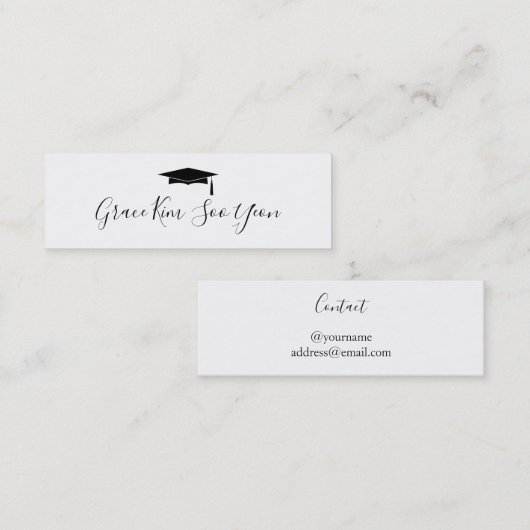 Carte de nom du Faire-part de graduation de script (Devant / Derrière)