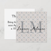 Carte de nom en script monogramme avec carreaux es (Devant / Derrière)