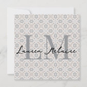 Carte de nom en script monogramme avec carreaux es (Devant)