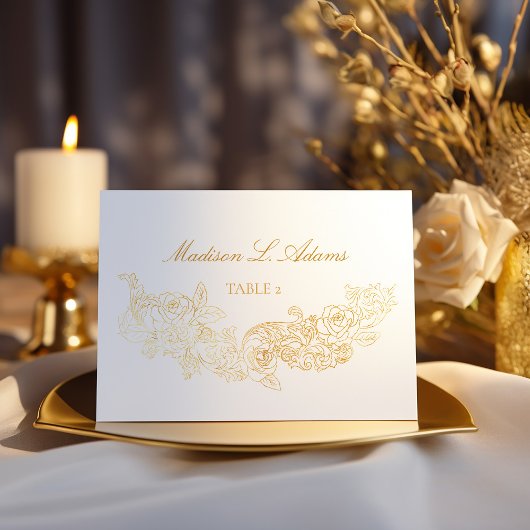 Carte de nom pliable Gold Classic Ornament