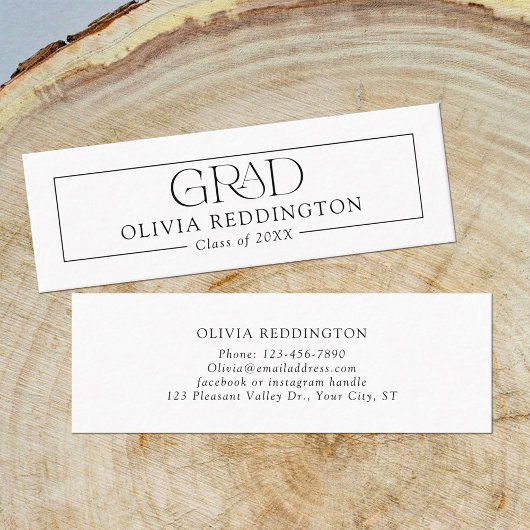 Carte de nom simple minimaliste noire