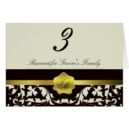 Carte de nombre de Tableau de réception de mariage (Devant Horizontal)