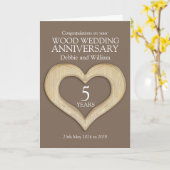 Carte de noms d'anniversaire de mariage en bois 5è (Fleur jaune)