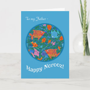 Carte de Norooz amusante pour père avec poissons d