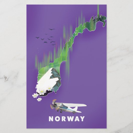 Carte de Norvège Affiche illustrée. (Devant)