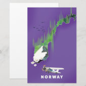 Carte de Norvège affiche illustrée imprimée. (Devant / Derrière)