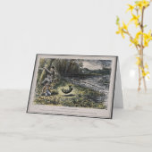 Carte de nostalgie humoristique - pêche au volant (Fleur jaune)