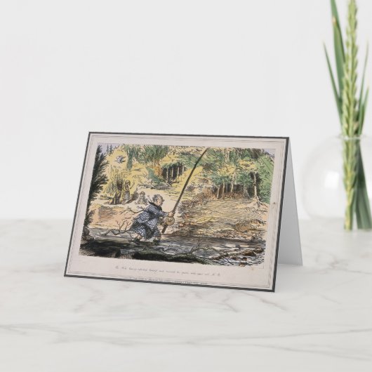 Carte de nostalgie humoristique - pêche au volant (Devant)