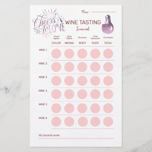 Carte de notation de dégustation de vin Cheers To  (Devant)