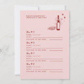 Carte de notation de dégustation de vin pour enter (Dos)