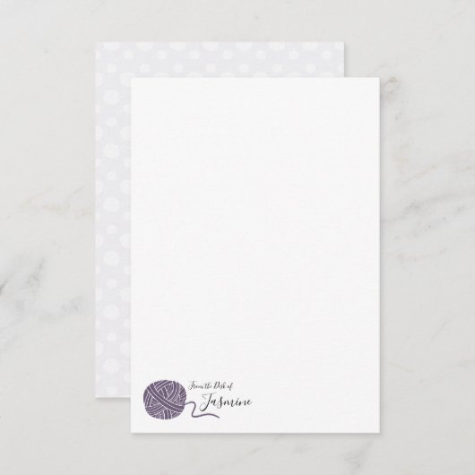 Carte de note à bille en fils de raisin pourpre et (Devant / Derrière)