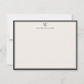 Carte de note à bordure double noire avec initiale (Devant)